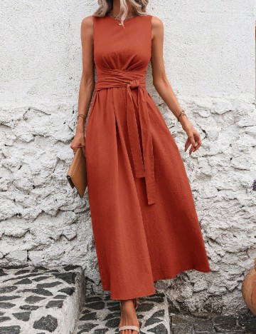 Rochie lunga SHEIN, caramiziu