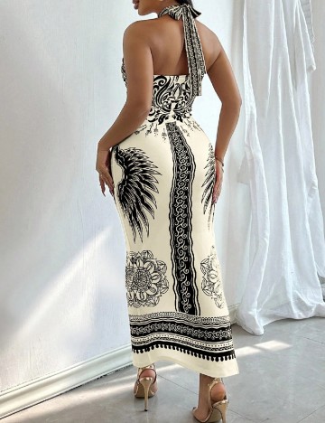 Rochie lunga SHEIN, alb/negru