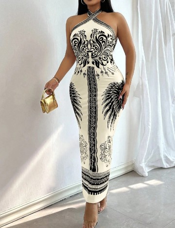 Rochie lunga SHEIN, alb/negru