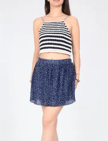 Top Zara, albastru/alb