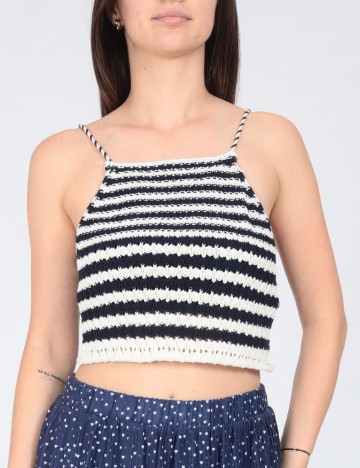 Top Zara, albastru/alb