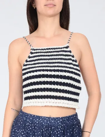 Top Zara, albastru/alb