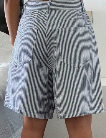 Pantaloni scurti SHEIN, alb/albastru