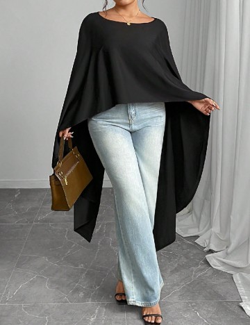 Poncho SHEIN CURVE, alb