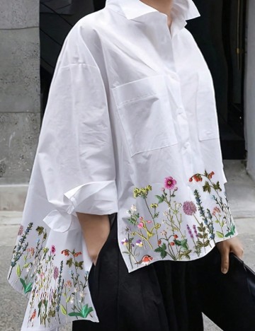 Camasa Oversize SHEIN CURVE, alb