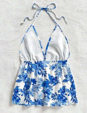 Top SHEIN, alb/albastru