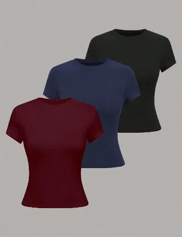 Set Tricou 3 bucati SHEIN, mix culori