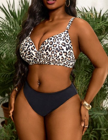 Sutien de baie SHEIN CURVE, animal print