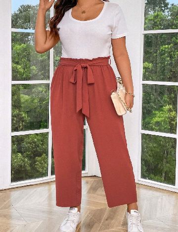Pantaloni SHEIN CURVE, roz pudra inchis