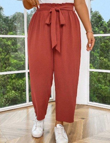 Pantaloni SHEIN CURVE, roz pudra inchis