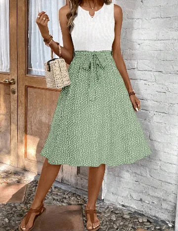 Rochie medie SHEIN, alb/verde