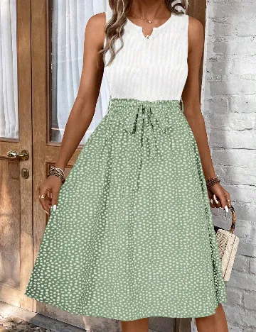 Rochie medie SHEIN, alb/verde