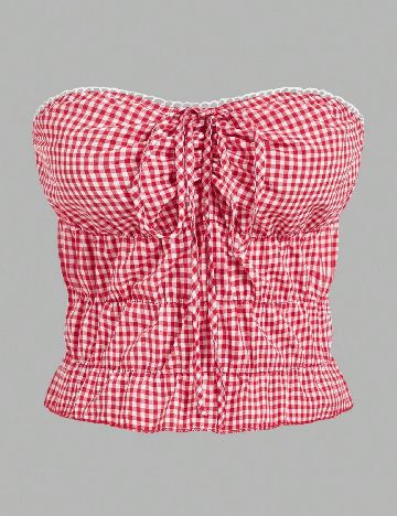 Top SHEIN CURVE, rosu/alb