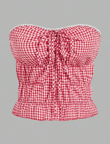 Top SHEIN CURVE, rosu/alb