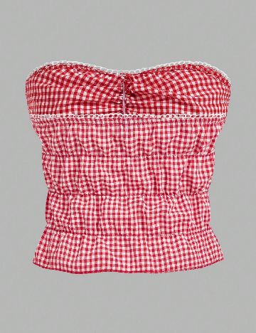 Top SHEIN CURVE, rosu/alb