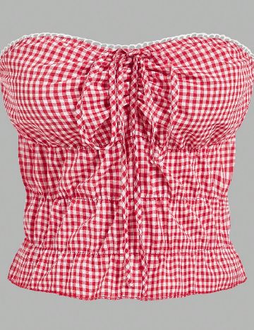 Top SHEIN CURVE, rosu/alb