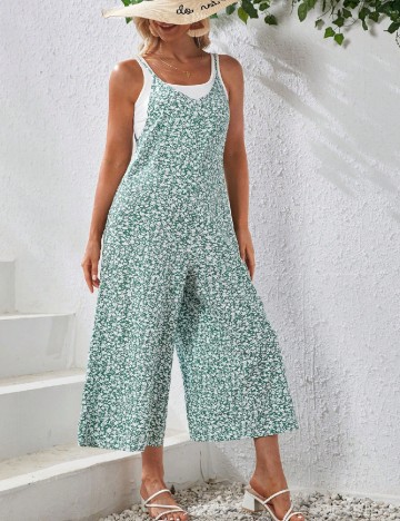 Salopeta SHEIN Maternity, verde/alb