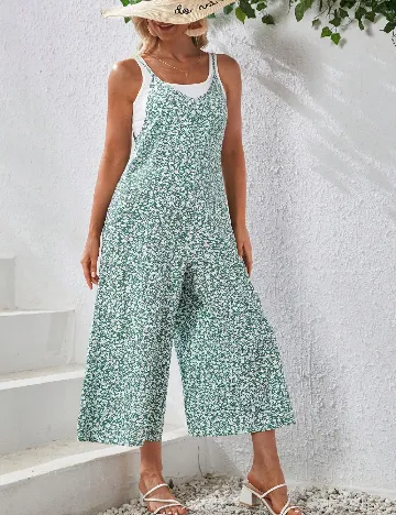 Salopeta SHEIN Maternity, verde/alb