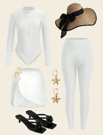 Costum de baie SHEIN, alb