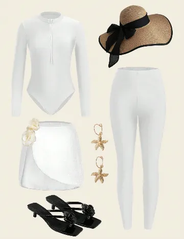 Costum de baie SHEIN, alb