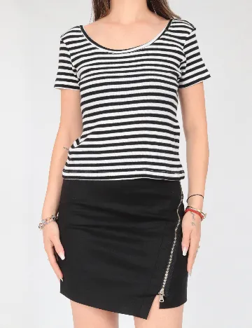 Bluza Pull&Bear, alb/negru