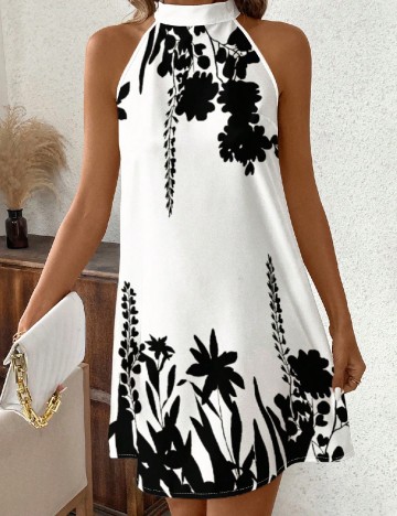 Rochie scurta SHEIN, alb/negru
