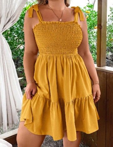 Rochie scurta SHEIN CURVE, mustar