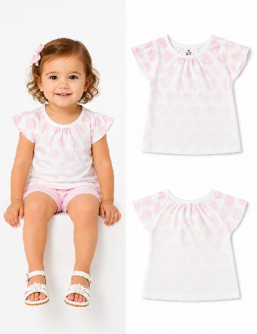 Tricou Zara, alb/roz