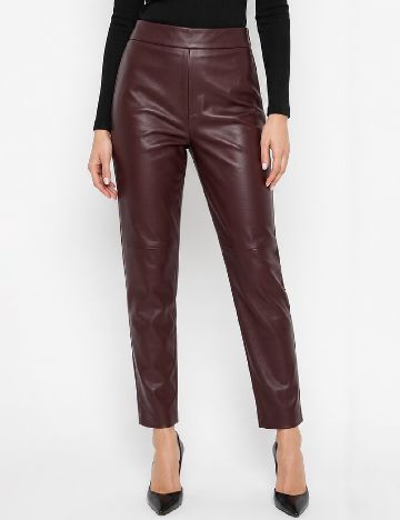Pantaloni imitatie de piele Calzedonia, pruna
