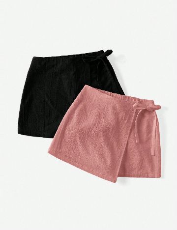 Set fuste pantalon 2 bucati SHEIN, negru/roz