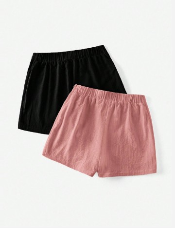 Set fuste pantalon 2 bucati SHEIN, negru/roz