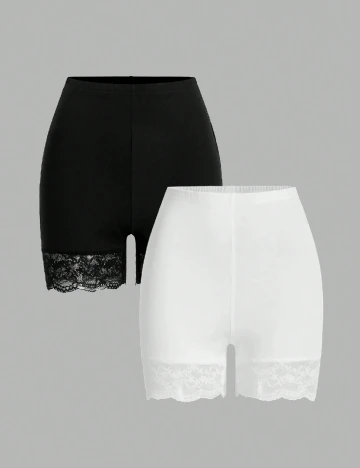 Set Pantaloni scurti 2 perechi SHEIN, alb/negru