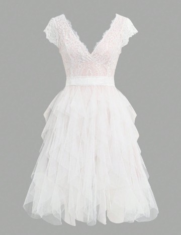 Rochie scurta SHEIN, alb/roz