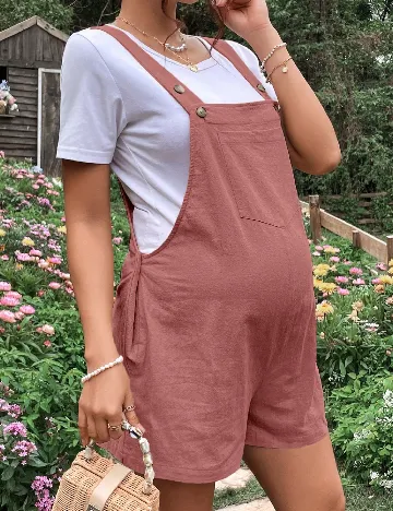 Salopeta SHEIN Maternity, roz pudra