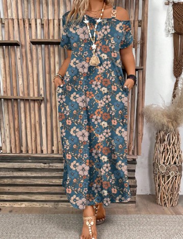 Rochie lunga SHEIN CURVE, floral print