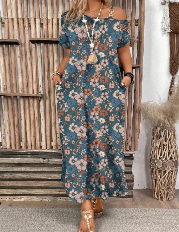 Rochie lunga SHEIN CURVE, floral print