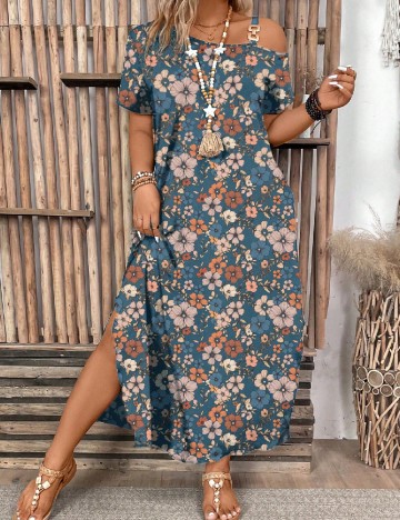 Rochie lunga SHEIN CURVE, floral print