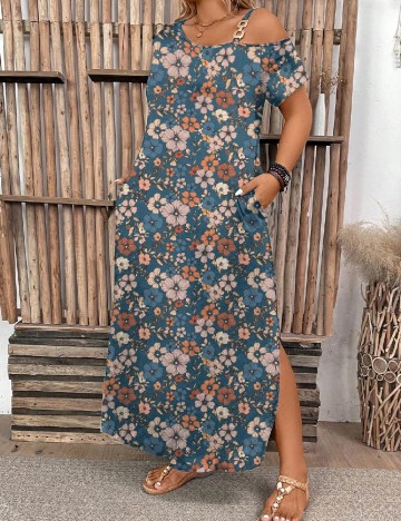 Rochie lunga SHEIN CURVE, floral print