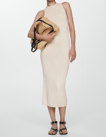 Rochie medie Mango, crem