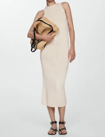 Rochie medie Mango, crem