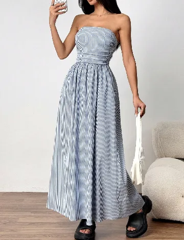 Rochie lunga SHEIN, bleu/alb