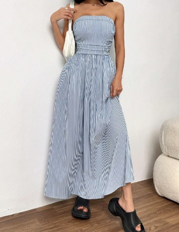 Rochie lunga SHEIN, bleu/alb