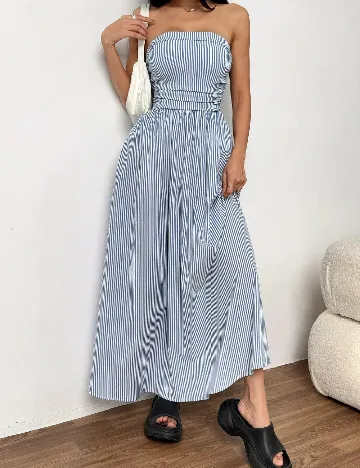 Rochie lunga SHEIN, bleu/alb