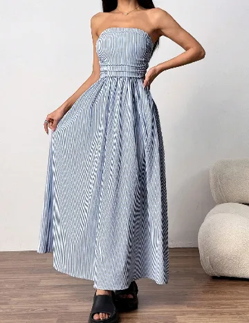 Rochie lunga SHEIN, bleu/alb