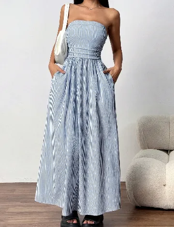 Rochie lunga SHEIN, bleu/alb