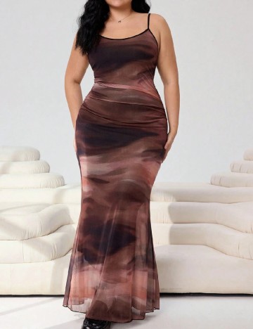 Rochie lunga SHEIN CURVE, maro