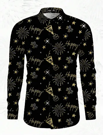 Camasa SHEIN Plus Size Men, negru