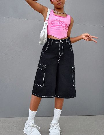 Pantaloni scurti Shein Kids, negru