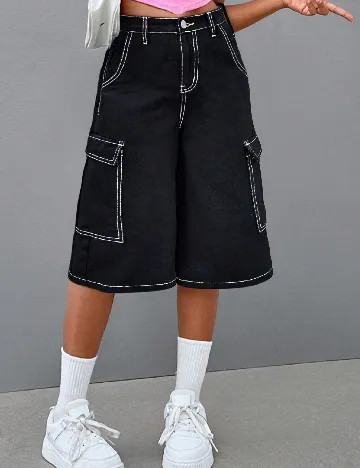 Pantaloni scurti Shein Kids, negru