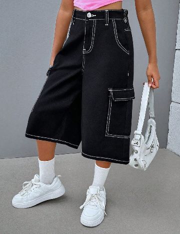 Pantaloni scurti Shein Kids, negru